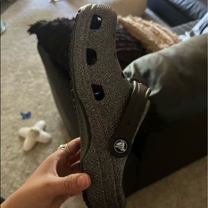 Black glittery crocs